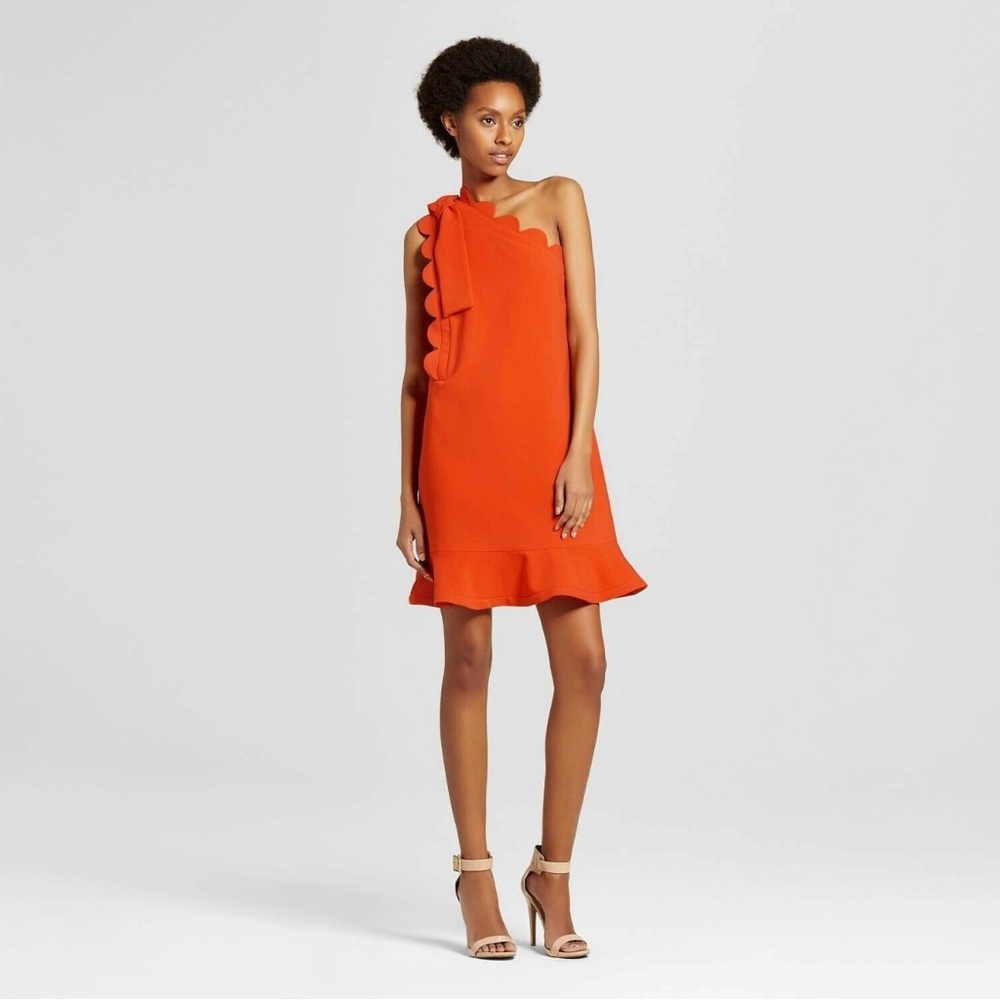 Victoria Beckham for Target Orange Asymmetrical Ruffled Sundress